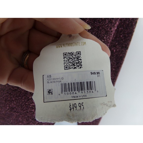 NWT!  Women's Sparkly Pink and Black NASHVILLE Top by altar'd state, Sz: XS - Picture 3 of 10